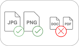 Ícones indicando que formatos JPG e PNG são aceitos.